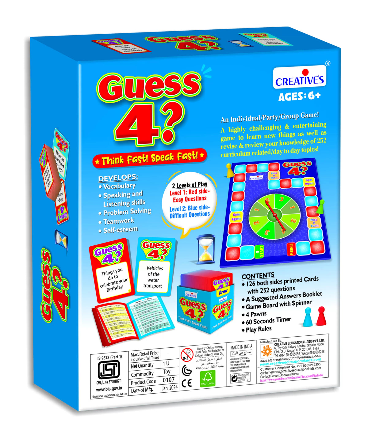 Creative Guess 4? box back