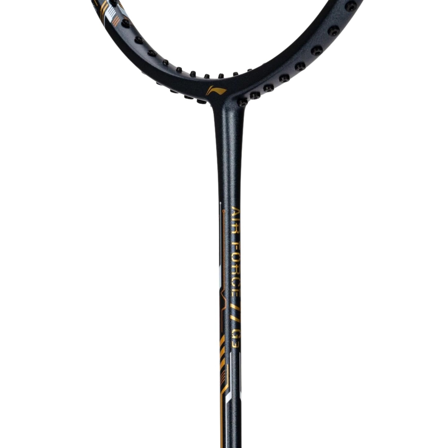 Li-Ning Air-Force 77 G3 Unstrung Badminton Racket, G6-77 Grams, Dark Grey/White/Gold - “Ultra-lightweight power meets precision – dominate every rally with the Li-Ning Air Force 77 G3.”