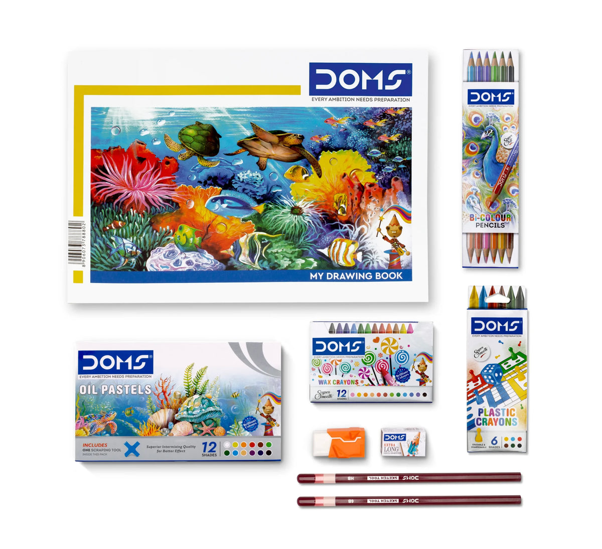 DOMS Art Stroke Kit – contents laid out