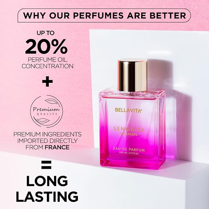 Bella Vita Luxury Women Senorita 100ml Eau De Parfum Liquid Perfume With Yuzu, Lotus, Magnolia & Musk | Fresh & Fruity Long Lasting Edp Fragrance Scent