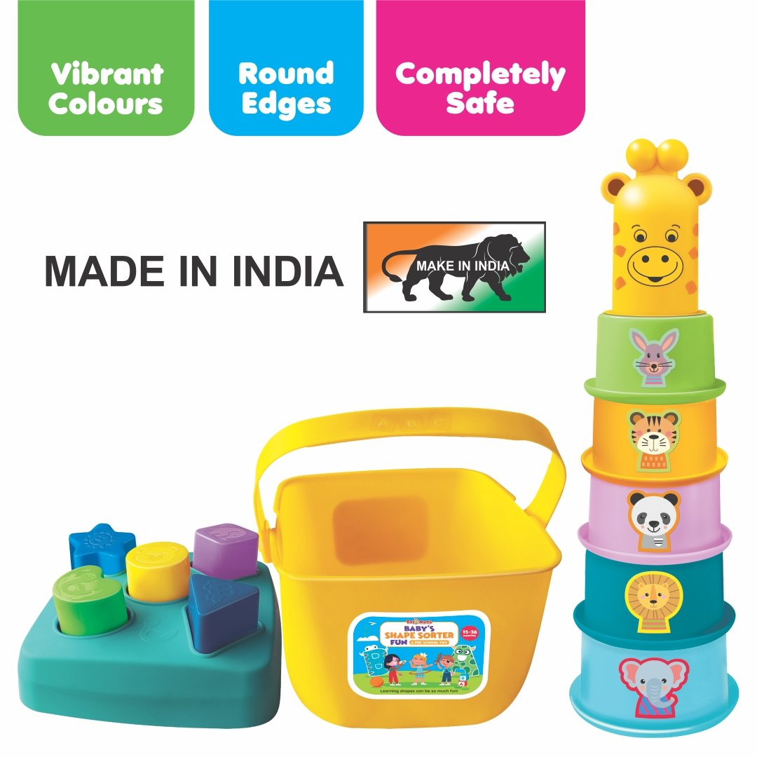 Toymate Cuppy Shappy 3-in-1 Stacking & Sorting Toy