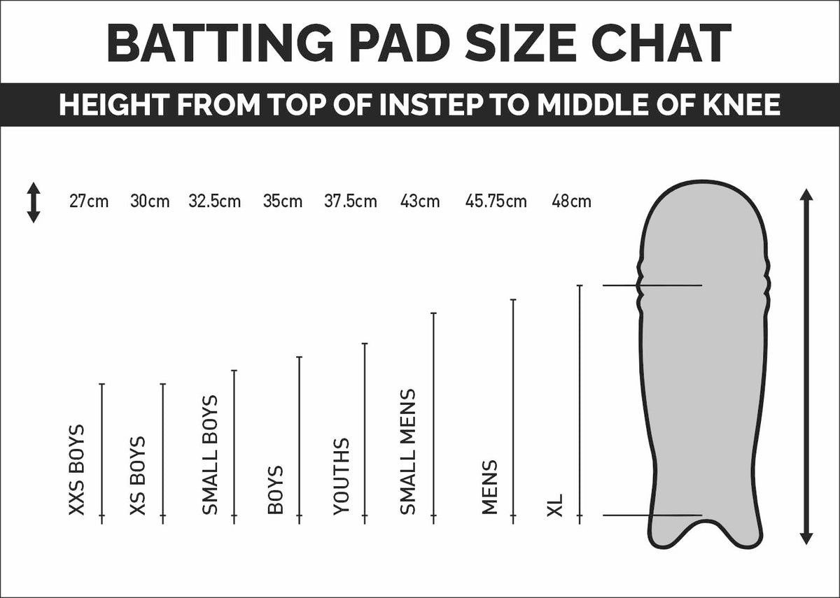 Batting pad size chart