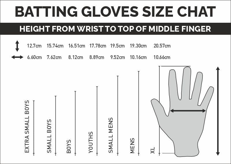 Batting gloves size chart