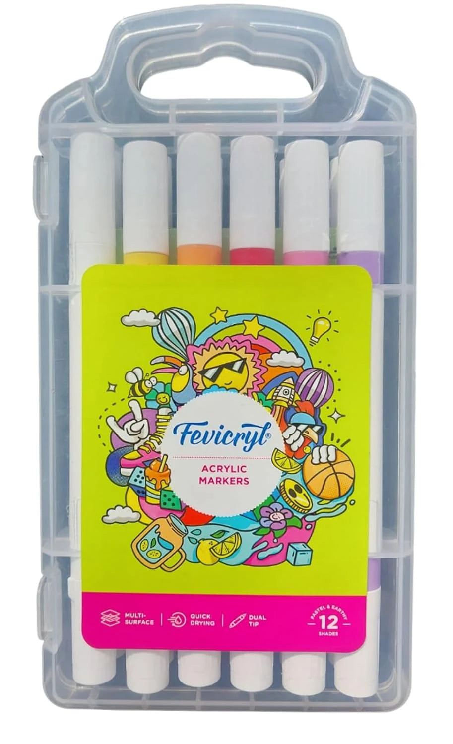 Fevicryl Acrylic Markers 12 shades case