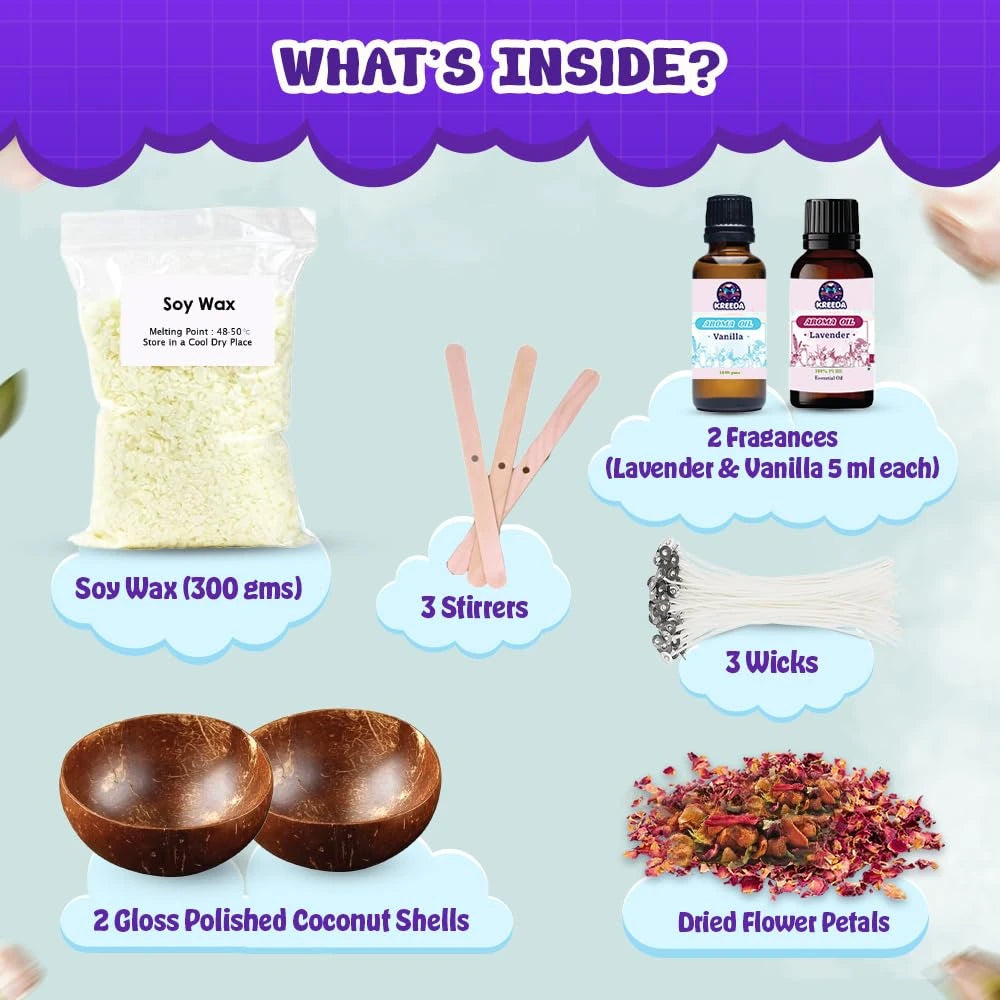 Kreeda Coconut Candle Making Kit contents