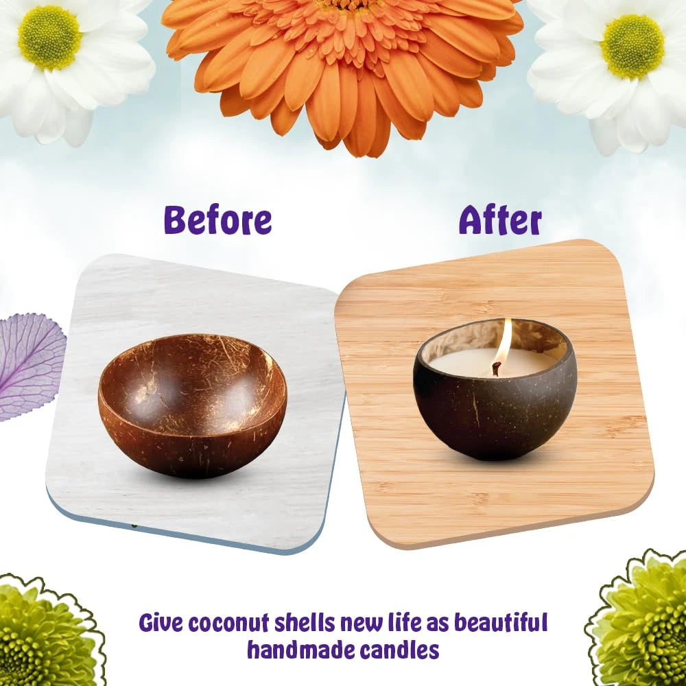 Coconut candle before and after