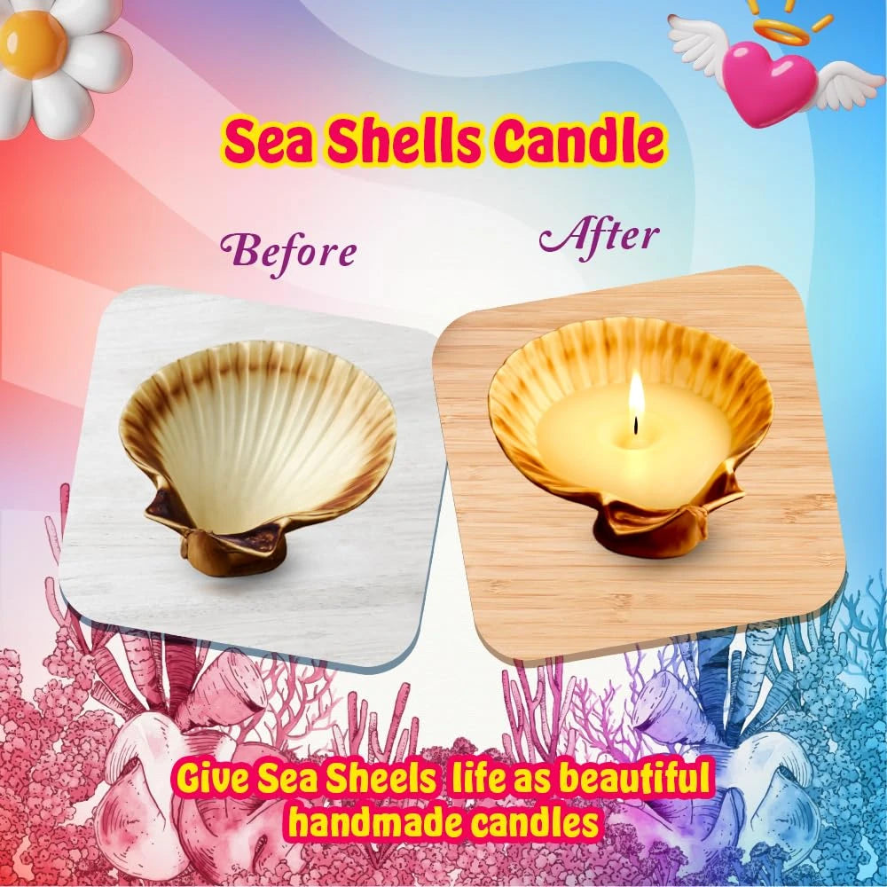 Sea shell candle before and after