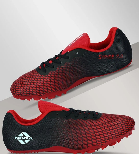 Nivia Stride 2.0 Running Spikes - Red/Black