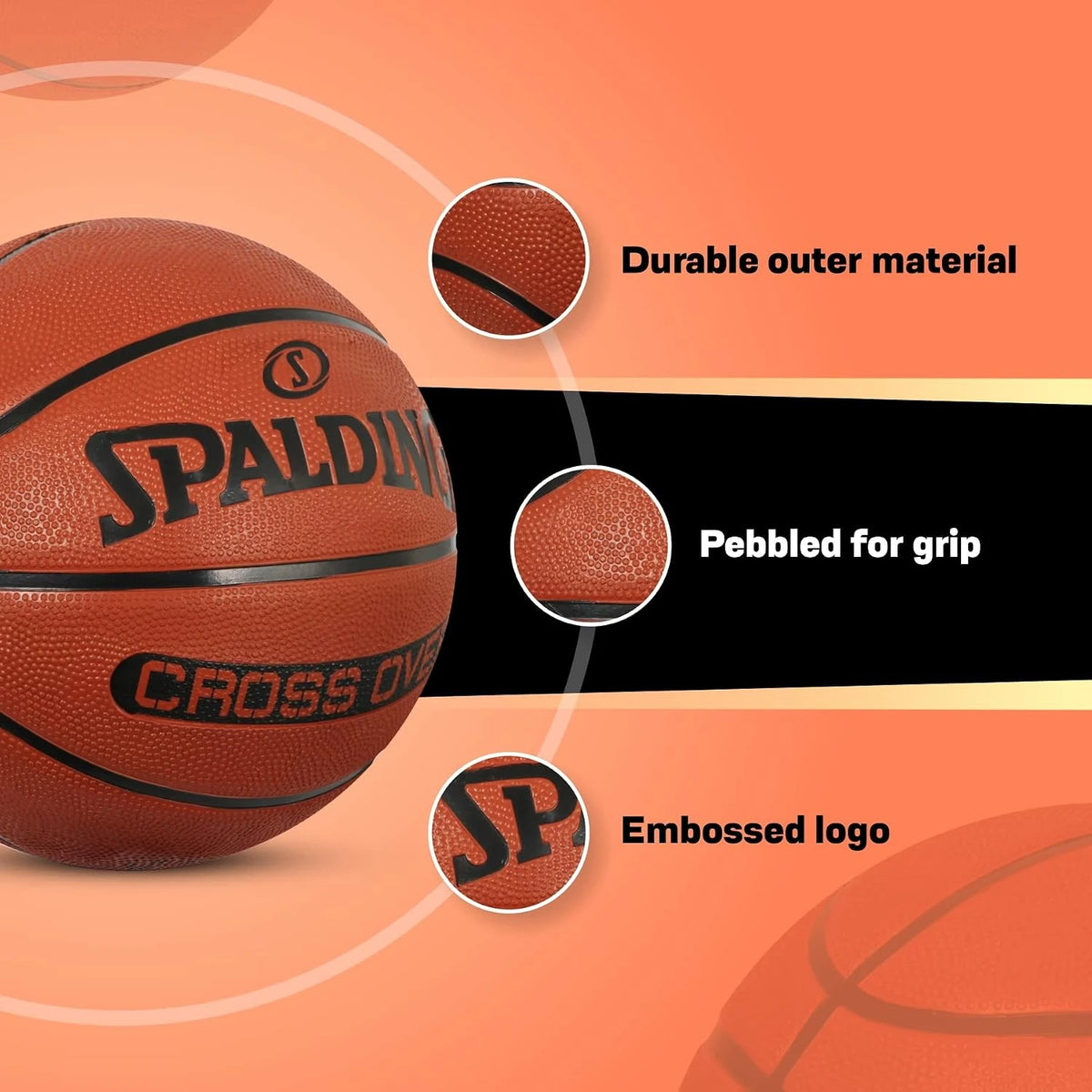 Spalding Crossover pebbled grip and embossed logo