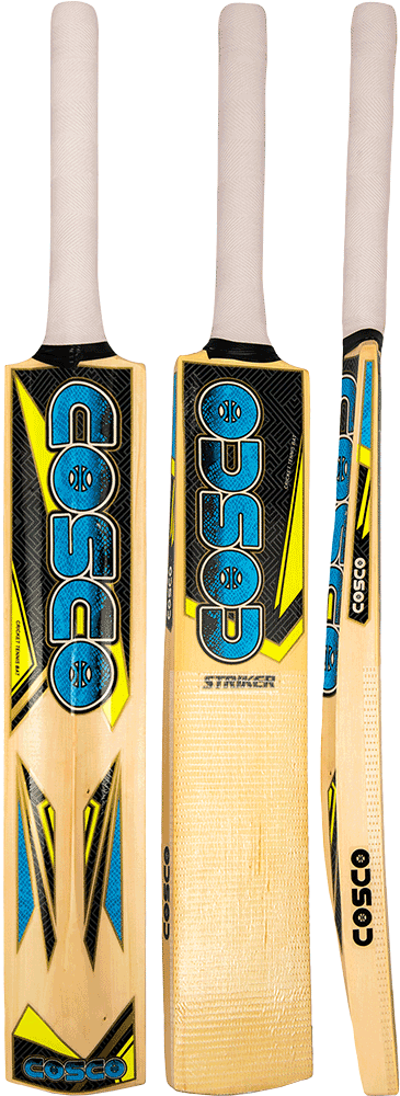 Cosco Striker cricket bat, front, back and side views